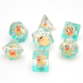 Clear Green Rubber Ducky - Resin Terninger - Rollespilsterninger - Epic Dwarf Dice